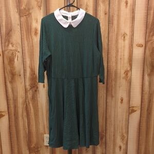 Modcloth Kelly Green textured with white Collared Womens Dress Size 2X